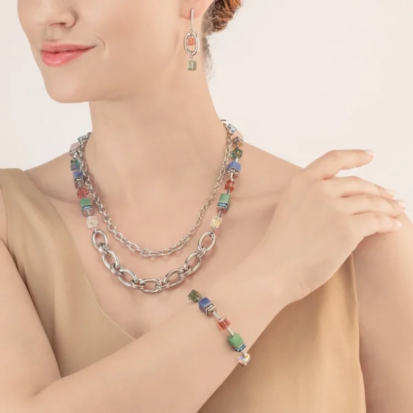 Necklace Geocube® Statement Precious Chunky Chain Multiwear 35 Multicolour | COEUR DE LION Cheap