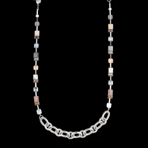 Necklace Geocube® Statement Precious Chunky Chain Multiwear Grau-Beige | COEUR DE LION Store