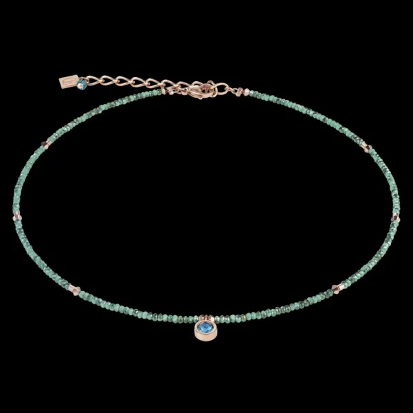 Necklace Small Crystal Rose Gold & Petrol | COEUR DE LION Cheap