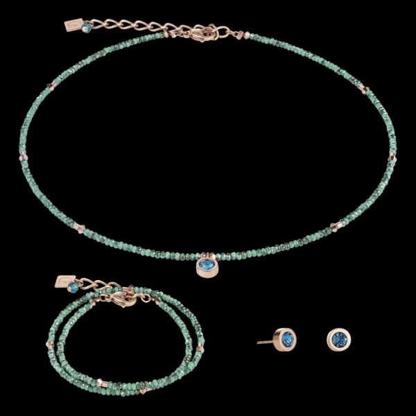 Necklace Small Crystal Rose Gold & Petrol | COEUR DE LION Shop