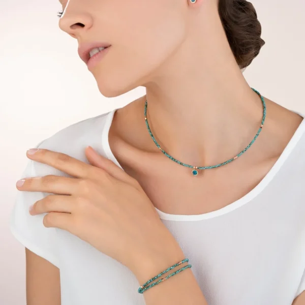 Necklace Small Crystal Rose Gold & Petrol | COEUR DE LION Shop