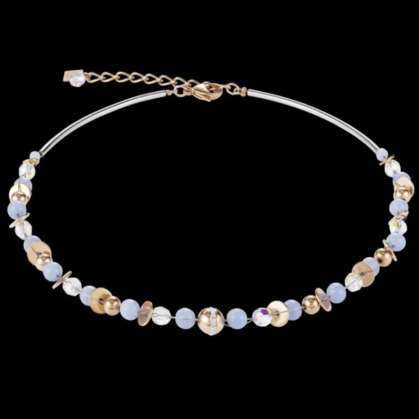 Necklace Twistedpearls Angelite & Stainless Steel Rose Gold Light Blue | COEUR DE LION Online