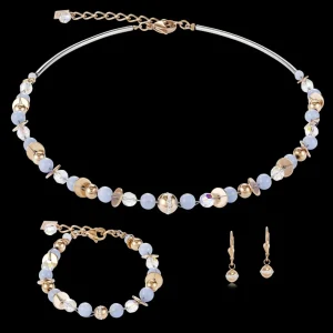 Necklace Twistedpearls Angelite & Stainless Steel Rose Gold Light Blue | COEUR DE LION Online