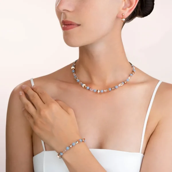 Necklace Twistedpearls Angelite & Stainless Steel Rose Gold Light Blue | COEUR DE LION Online