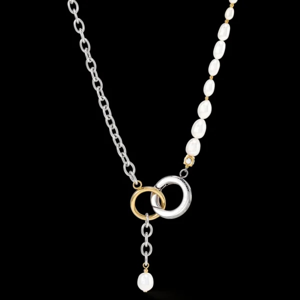 Necklace Y & Oval Freshwater Pearls With O-Ring Bicolor | COEUR DE LION Outlet