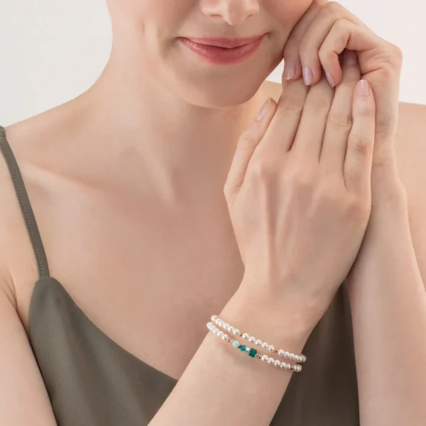 Princess Pearls Bracelet Wrap Around Rose Gold Green | COEUR DE LION New