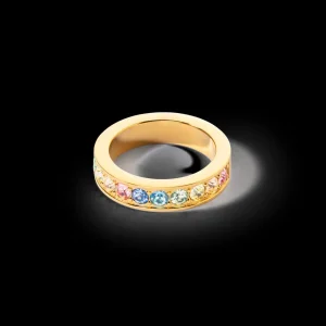 Ring Stainless Steel & Crystals Gold Multi Pastel | COEUR DE LION Online