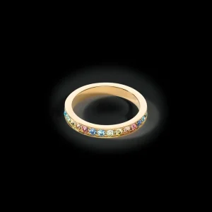 Ring Stainless Steel & Crystals Slim Gold Multicolour Pastel | COEUR DE LION Shop