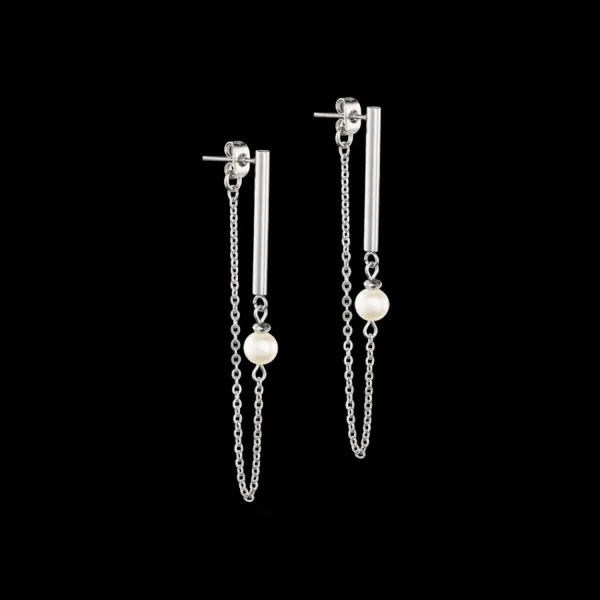 Solitaire Freshwater Pearl Earrings Silver | COEUR DE LION Cheap