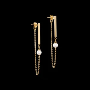 Solitaire Freshwater Pearl Earrings Gold | COEUR DE LION Online