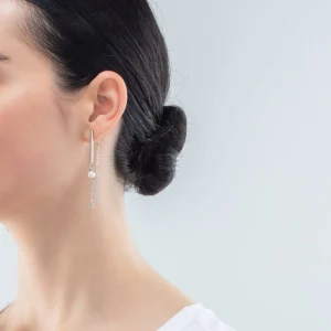 Solitaire Freshwater Pearl Earrings Silver | COEUR DE LION Flash Sale