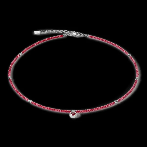 Sparkling Dot Delicate Necklace Rose Silver & Red | COEUR DE LION Hot