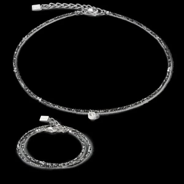 Sparkling Dot Delicate Necklace Silver & Anthracite | COEUR DE LION Best Sale