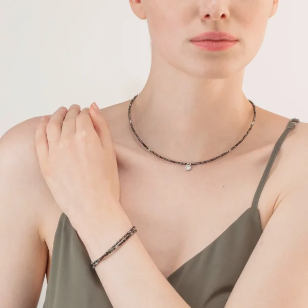 Sparkling Dot Delicate Necklace Silver & Anthracite | COEUR DE LION Shop