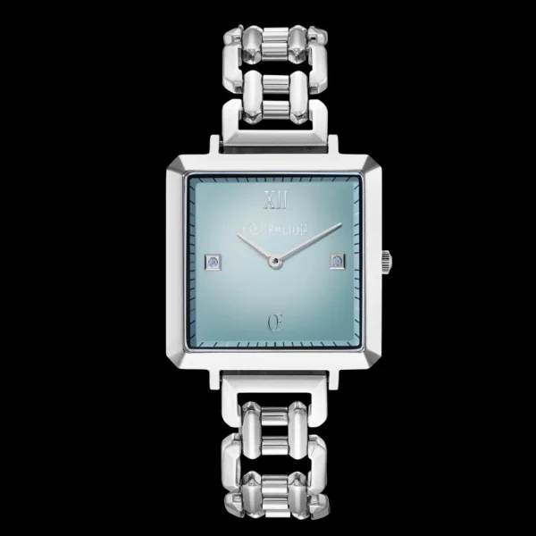 Watch Iconic Cube Ocean Cyan Statement Silver | COEUR DE LION Cheap