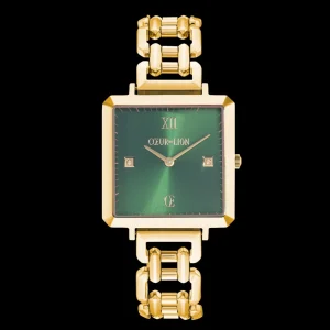 Watch Iconic Cube Statement Glamorous Green Gold | COEUR DE LION Discount