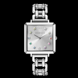 Watch Iconic Cube Statement Classic Rainbow Silver | COEUR DE LION Best Sale