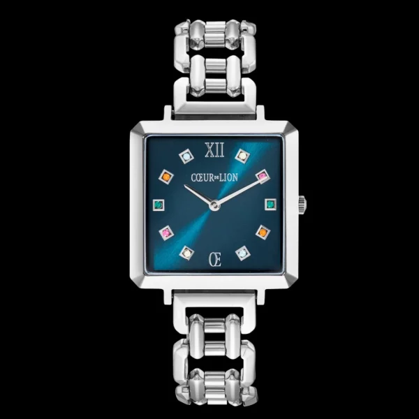 Watch Iconic Cube Statement Noble Petrol Silver | COEUR DE LION New