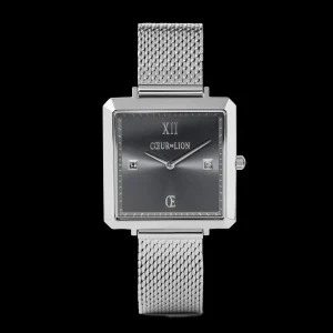 Watch Iconic Square Graphite Sunray Milanese Stainless Steel | COEUR DE LION Outlet