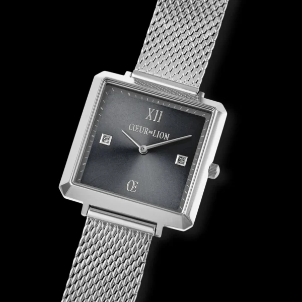 Watch Iconic Square Graphite Sunray Milanese Stainless Steel | COEUR DE LION Outlet