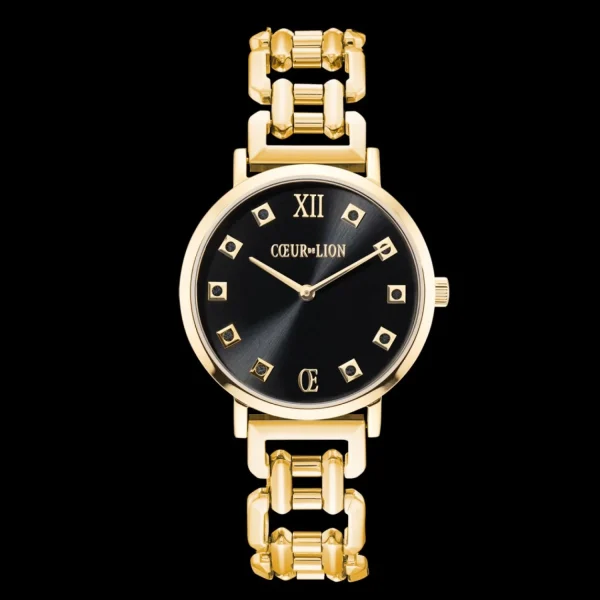 Watch Round Brilliant Glamourous Black Statement Gold | COEUR DE LION Best