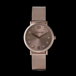 Watch Round Champagne Sunray Milanese Stainless Steel Champagne | COEUR DE LION Sale