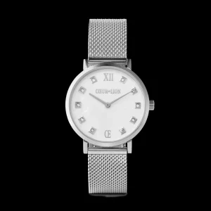 Watch Round Mother-Of-Pearl Milanaise Stainless Steel Silver | COEUR DE LION Outlet