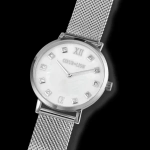 Watch Round Mother-Of-Pearl Milanaise Stainless Steel Silver | COEUR DE LION Outlet