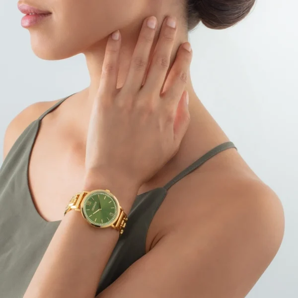 Watch Round Sparkling Fabulous Green Statement Gold | COEUR DE LION Best