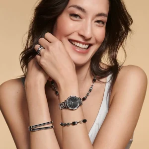 Watch Round Sparkling Mysterious Black Statement Silver | COEUR DE LION Discount