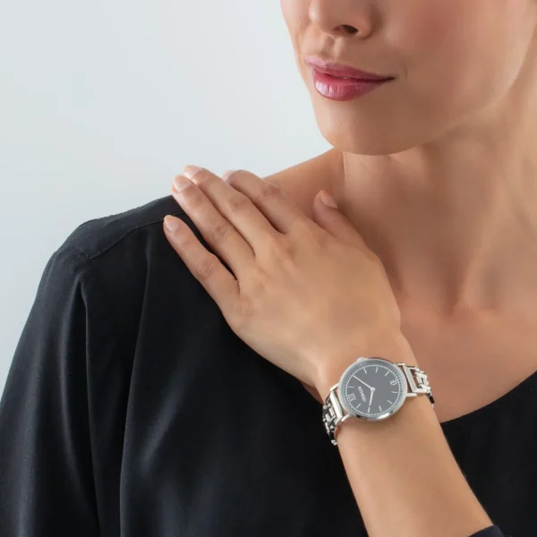 Watch Round Sparkling Mysterious Black Statement Silver | COEUR DE LION Discount
