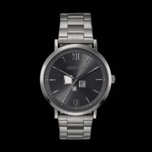 Watch Round Statement Unisex Anthracite Sunray Stainless Steel Light Gun Metal | COEUR DE LION Store