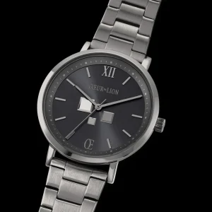 Watch Round Statement Unisex Anthracite Sunray Stainless Steel Light Gun Metal | COEUR DE LION Store